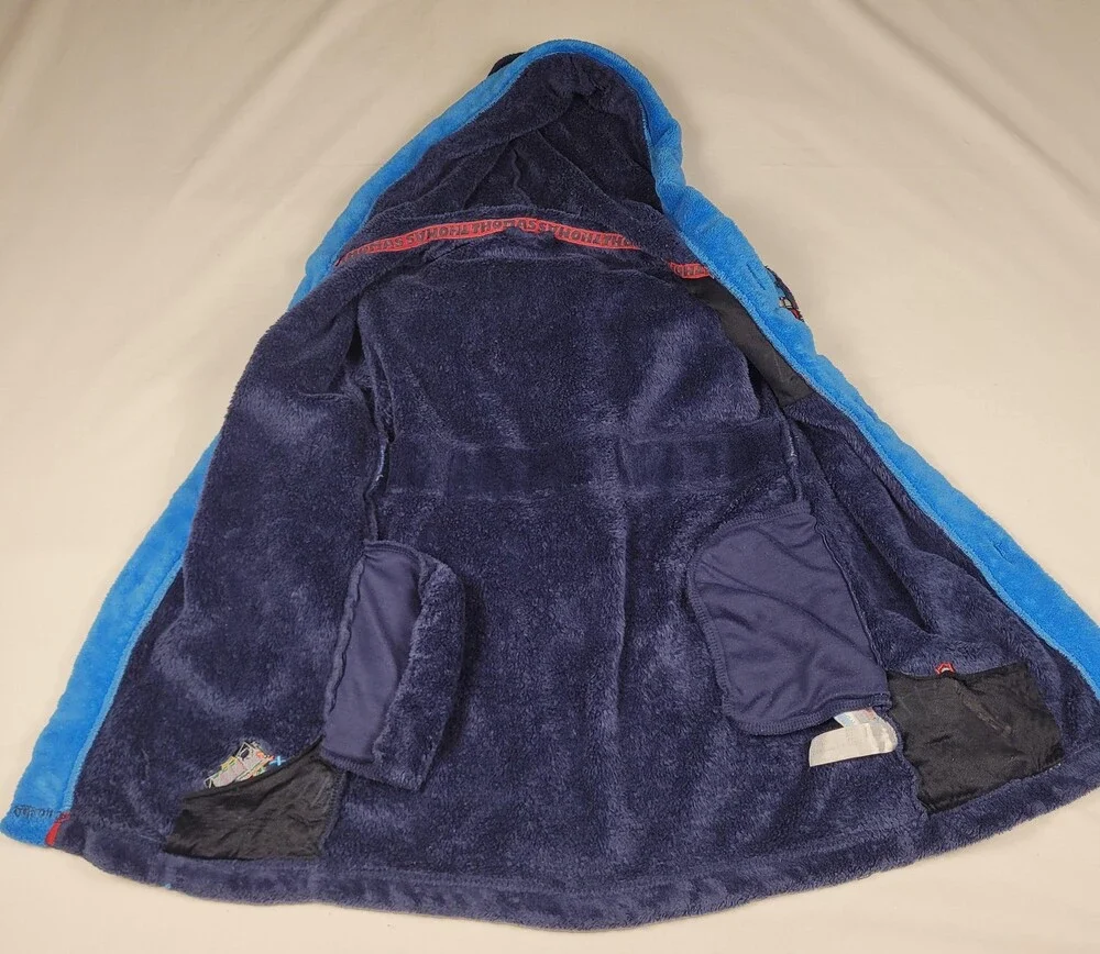 Thomas & Friends Bath Robe Boys 3T Blue Hood Fleece Belt 2007 Train Tank Engine